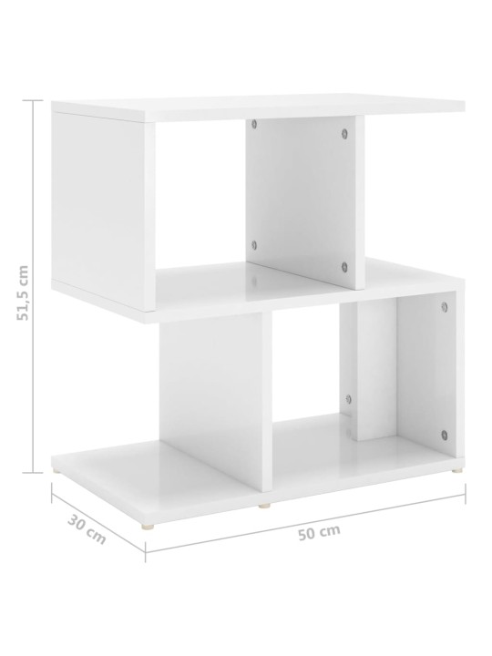 Öökapp 2 tk, kõrgläikega valge, 50 x 30 x 51,5 cm, puitlaastplaat