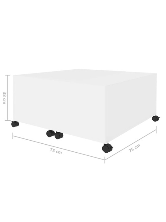 KOHVILAUD, VALGE, 75 X 75 X 38 CM, PUITLAASTPLAAT