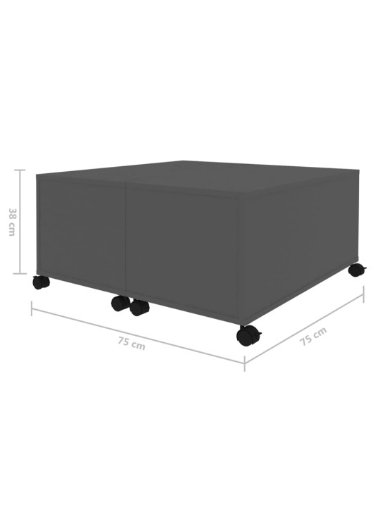 Kohvilaud, hall, 75 x 75 x 38 cm, puitlaastplaat