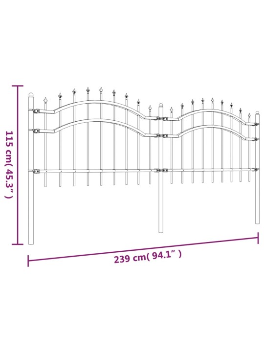 Aiapiire terava tipuga, must, 115 cm, pulbervärvitud teras