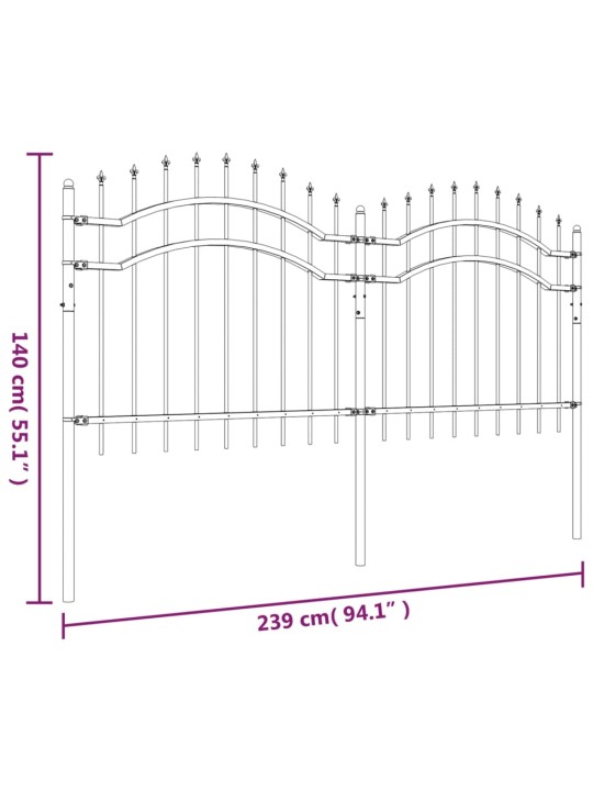 Aiapiire terava tipuga, must, 140 cm, pulbervärvitud teras