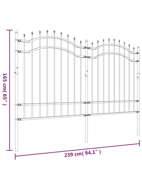 Aiapiire terava tipuga, must, 165 cm, pulbervärvitud teras