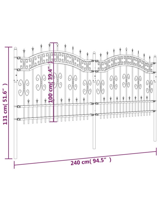 Aiapiire terava tipuga, must, 140 cm, pulbervärvitud teras