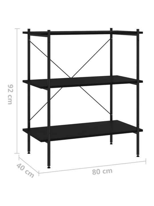 3-tasandiline riiuliosa, must, 80 x 40 x 92 cm