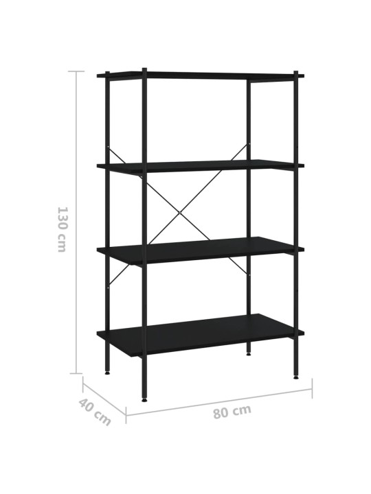 4-tasandiline riiuliosa, must, 80 x 40 x 130 cm