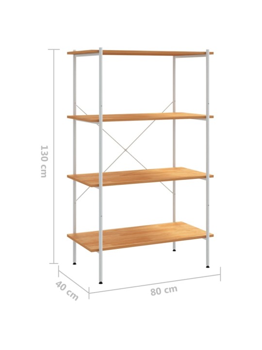 4-tasandiline riiuliosa, valge ja tamm, 80 x 40 x 130 cm