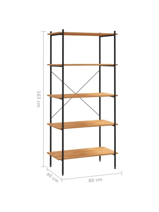 5-tasandiline riiuliosa, must ja tamm, 80 x 40 x 163 cm