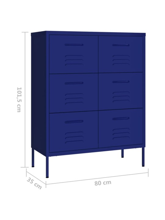 Kummut, tumesinine, 80 x 35 x 101,5 cm, teras