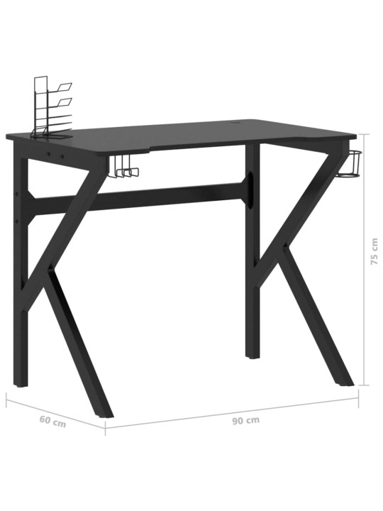 Mänguri arvutilaud k-jalgadega, must, 90x60x75 cm