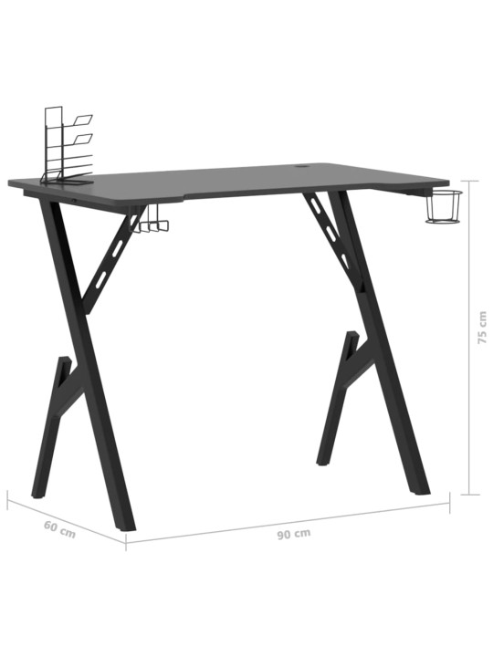 Mänguri arvutilaud y-jalgadega, must, 90x60x75 cm