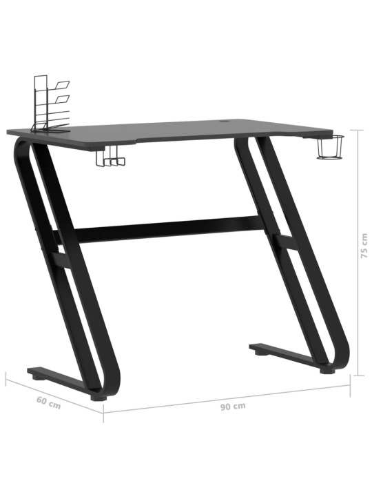 Mänguri arvutilaud zz-jalgadega, must, 90x60x75 cm