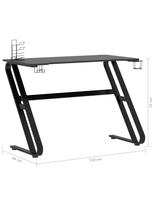 Mänguri arvutilaud zz-jalgadega, must, 110x60x75 cm