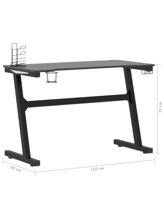 Mänguri arvutilaud z-jalgadega, must, 110x60x75 cm