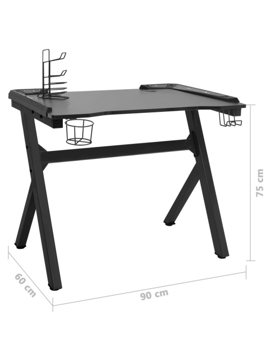 Mänguri arvutilaud y-jalgadega, must, 90x60x75 cm