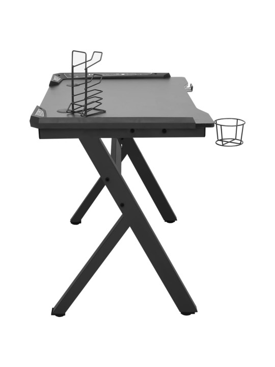Mänguri arvutilaud y-jalgadega, must, 90x60x75 cm
