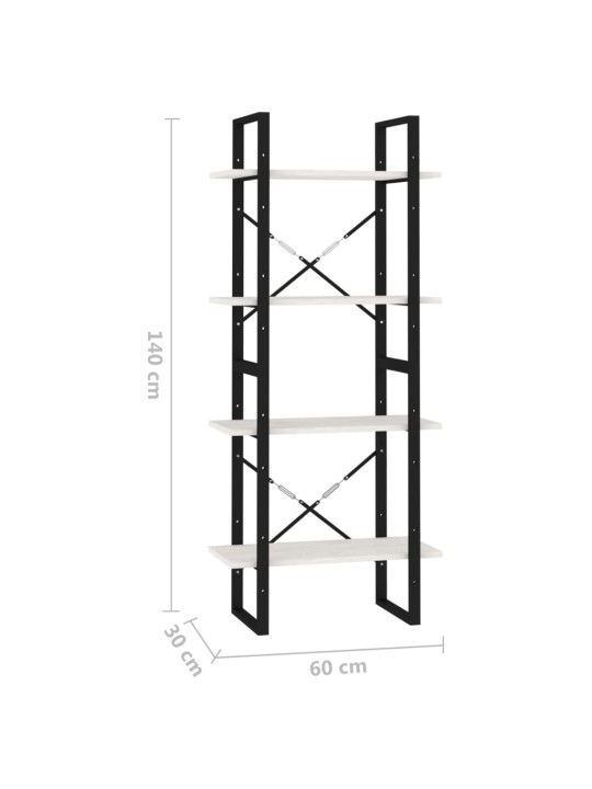 4-korruseline raamaturiiul, 60 x 30 x 140 cm, valge, männipuit