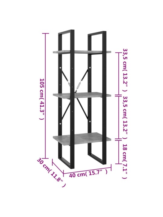 3korruseline raamaturiiul, hall, 40x30x105 cm, puitlaastplaat