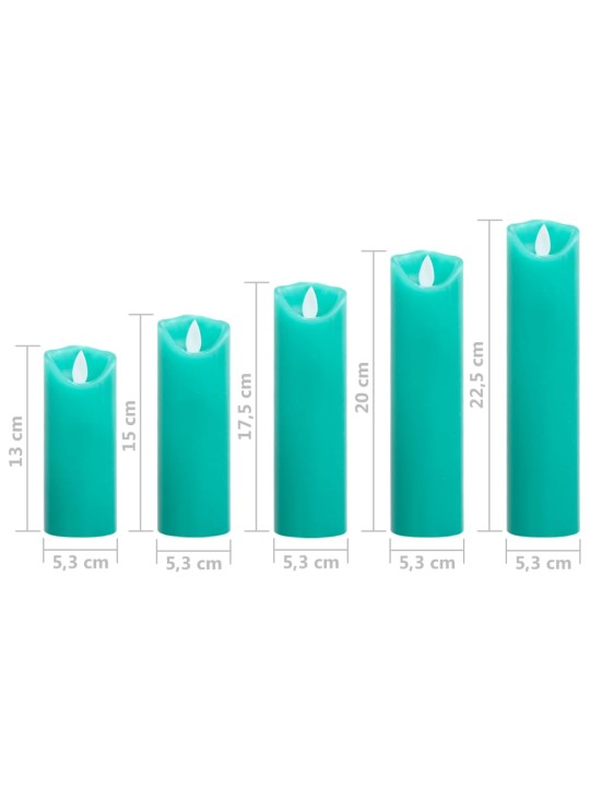 5-osaline elektriliste LED-küünalde komplekt puldiga, soe valge