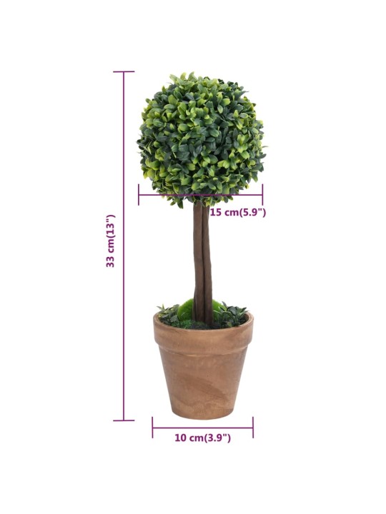 KUNSTTAIM PUKSPUU PALLIKUJULINE POTIGA 2 TK, ROHELINE, 33 CM