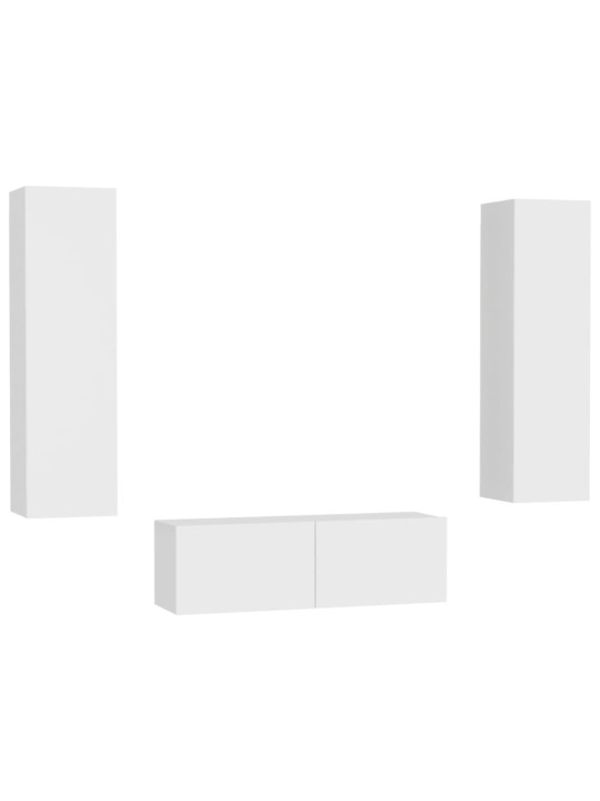 3-osaline telerikappide komplekt, valge, puitlaastplaat