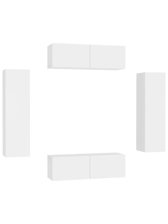 4-osaline telerikappide komplekt, valge, puitlaastplaat
