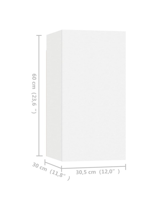 Telerikapid 4 tk, valge, 30,5 x 30 x 60 cm, puitlaastplaat