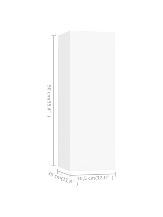 Telerikapid, 4 tk, valge, 30,5 x 30 x 90 cm, puitlaastplaat