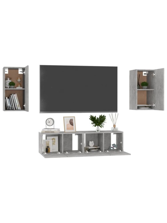 4-osaline telerikappide komplekt, betoonhall, puitlaastplaat