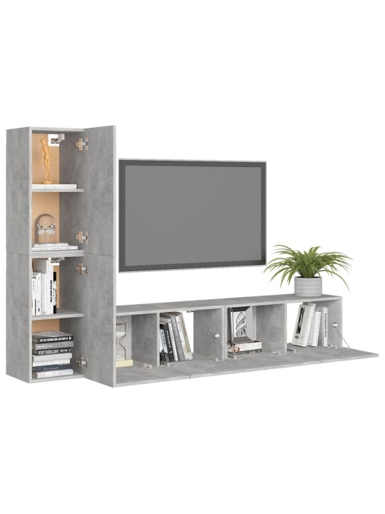 4-osaline telerikappide komplekt, betoonhall, puitlaastplaat