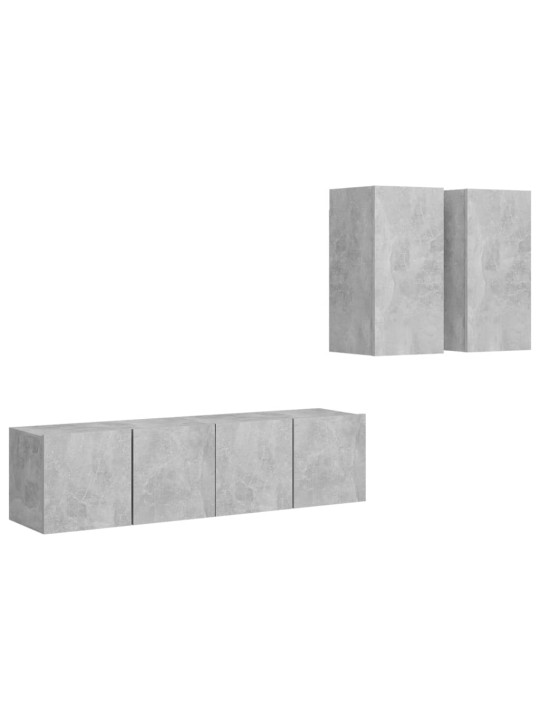 4-osaline telerikappide komplekt, betoonhall, puitlaastplaat