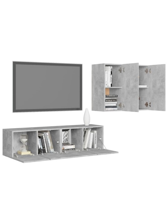 4-osaline telerikappide komplekt, betoonhall, puitlaastplaat