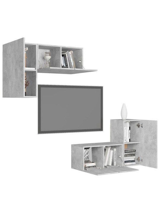4-osaline telerikappide komplekt, betoonhall, puitlaastplaat