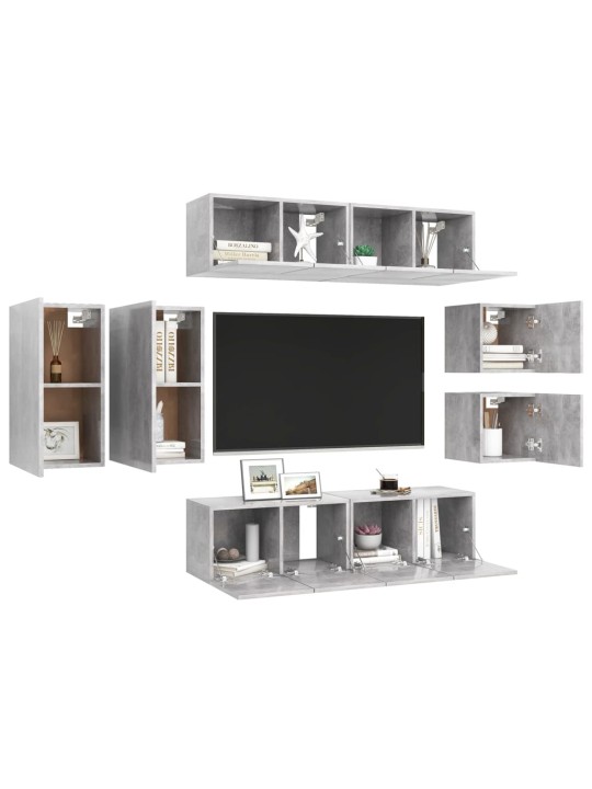 8-osaline telerikappide komplekt, betoonhall, puitlaastplaat