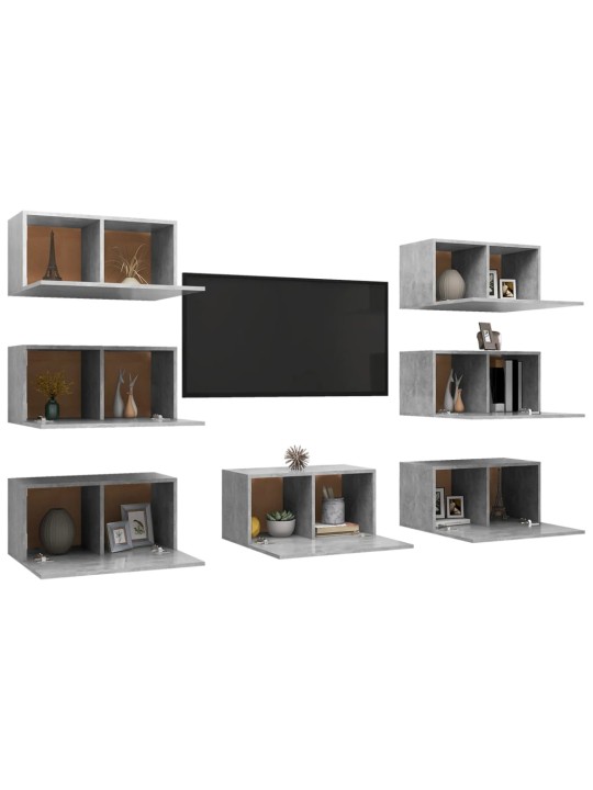 Telerikapid 7 tk, betoonhall, 30,5 x 30 x 60 cm, puitlaastplaat