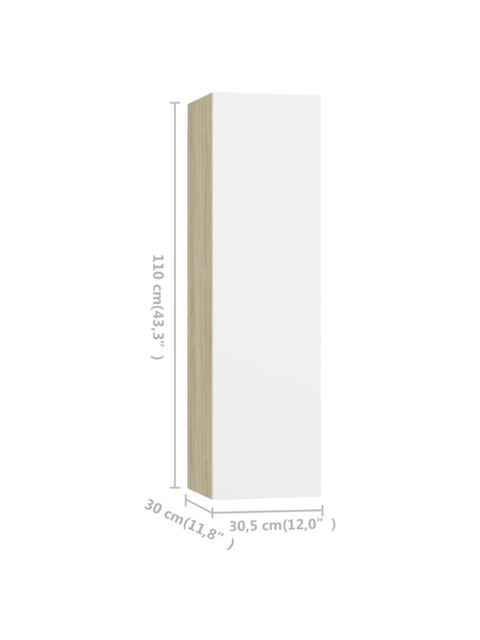 Telerikapid 4 tk, valge ja sonoma, 30,5x30x110 puitlaastplaat