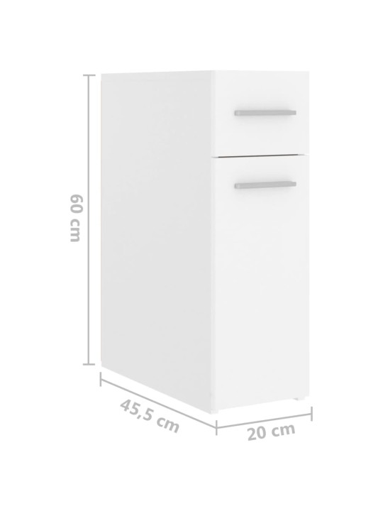 Sahtlitega kapp, valge, 20 x 45,5 x 60 cm, puitlaastplaat