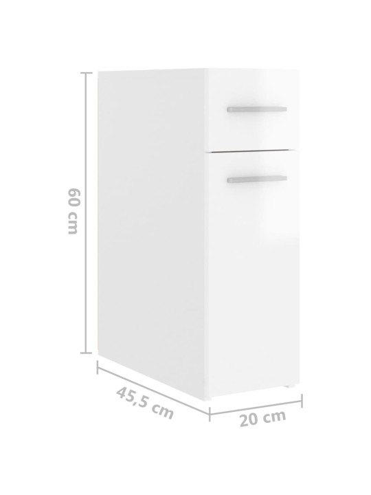 Sahtlitega kapp, valge, 20 x 45,5 x 60 cm, puitlaastplaat