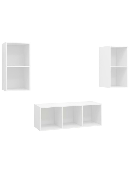 3-osaline telerikappide komplekt, valge, puitlaastplaat