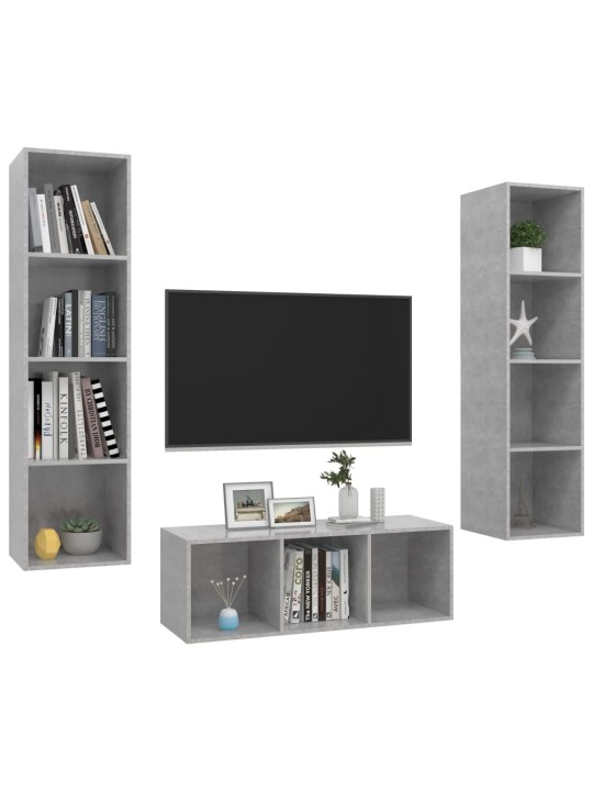 3-osaline telerikappide komplekt, betoonhall, puitlaastplaat