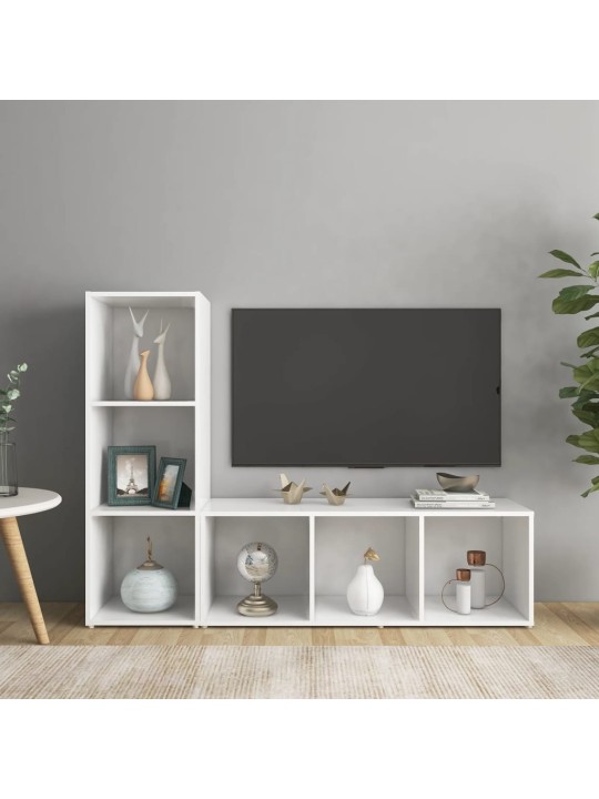 Telerikapid 2 tk, valge, 107 x 35 x 37 cm, puitlaastplaat