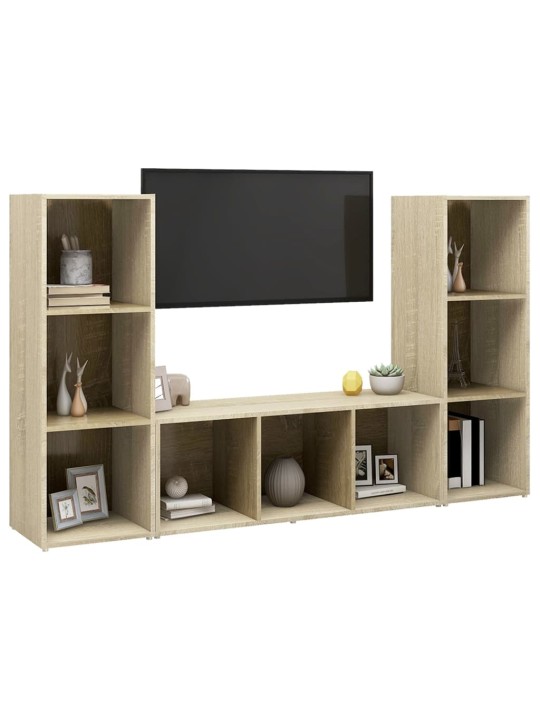 Telerikapid 3 tk, sonoma tamm, 107x35x37 cm, puitlaastplaat