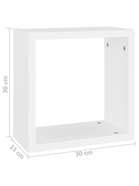 Kuubikukujulised seinariiulid 2 tk, valge, 30 x 15 x 30 cm