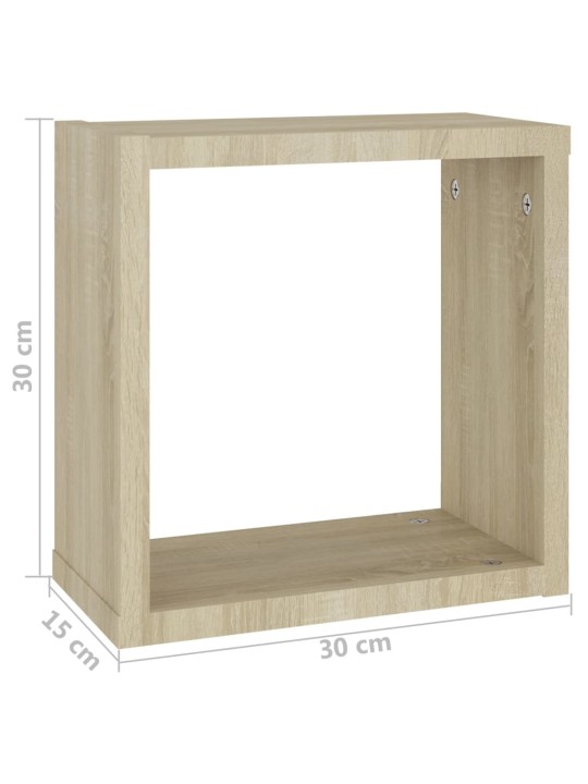 Kuubikukujulised seinariiulid 2 tk, sonoma tamm, 30x15x30 cm