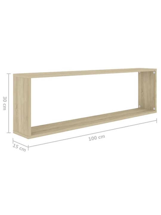 Kuubikukujulised seinariiulid 4 tk, sonoma tamm, 100x15x30 cm