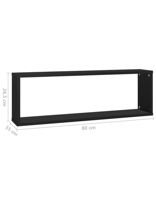 KUUBIKUKUJULISED SEINARIIULID 6 TK, MUST, 80 X 15 X 26,5 CM