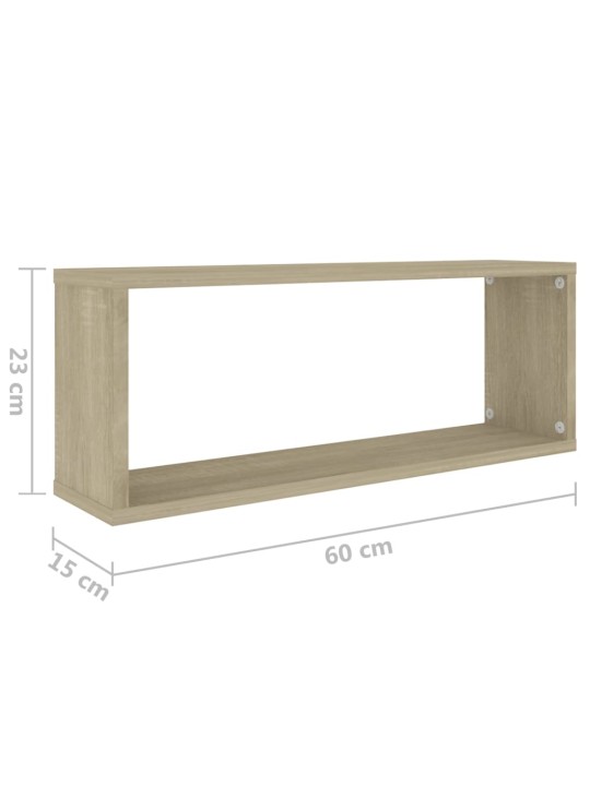 Kuubikukujulised seinariiulid 2 tk, sonoma tamm, 60x15x23 cm