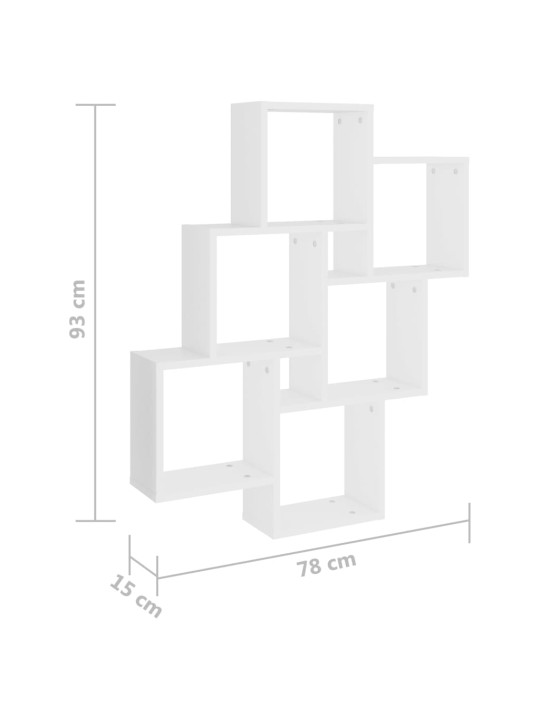 Kuubikukujuline seinariiul, valge, 78x15x93 cm, puitlaastplaat