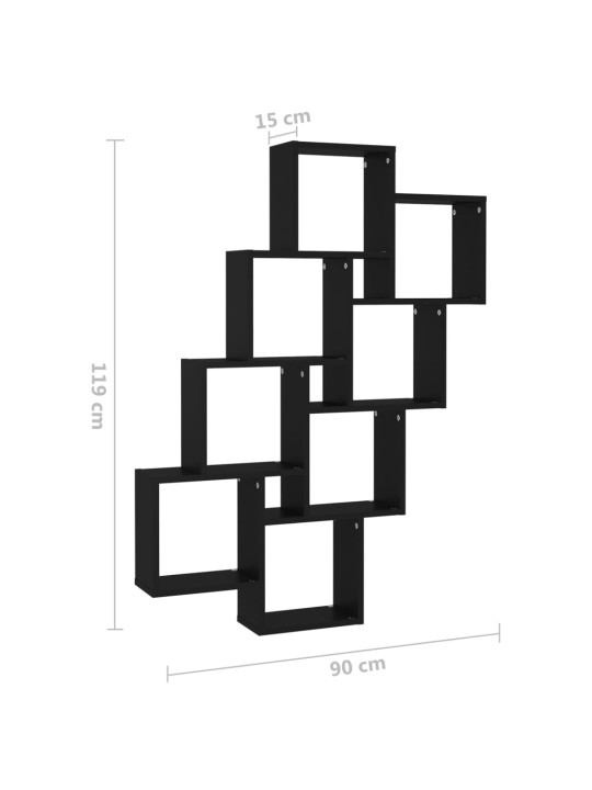 Seinariiul, kuup, must, 90 x 15 x 119 cm, puitlaastplaat