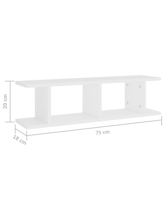 Seinariiulid 2 tk, valge, 75x18x20 cm, tehispuit