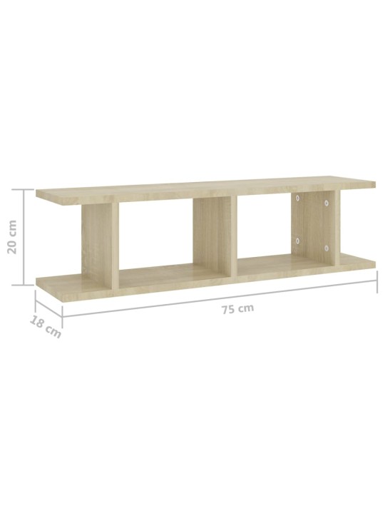 Seinariiulid 2 tk, sonoma tamm, 75x18x20 cm, tehispuit